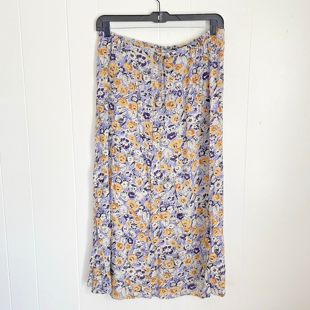 Vintage Floral Cotton Blend Maxi Skirt M Romantic Prairie Cottagecore NWT